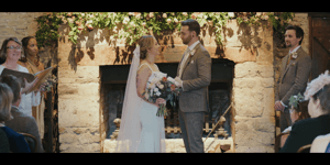 Wedding celebrant Maxine Ward giving personalised marriage advice inspired by a couple’s love of cooking together.